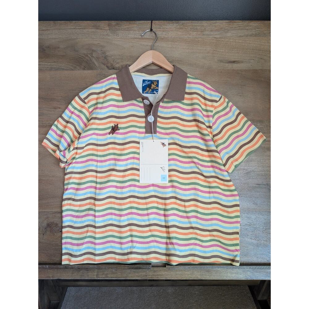 GOLF le FLEUR Darryl Polo Shirt Mens Medium Multicolor Striped Short Sleeve NWT